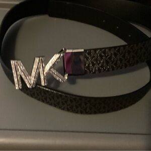 Michael Kors Black Belt with Silver Buckle